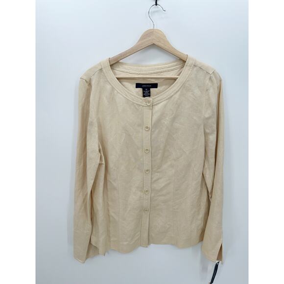 Jones Wear Womens Pant Suit Set Size 12/10 Cream Linen Rayon Lagenlook Coastal - Picture 1 of 14